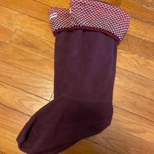 Maroon/Wine knitted HUNTER fleece boot liners M/L